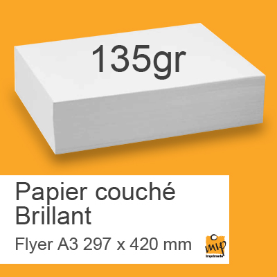 MIP IMPRIMERIE - Impression Flyer A3 quadri couleur recto Papier couché  brillant 135gr